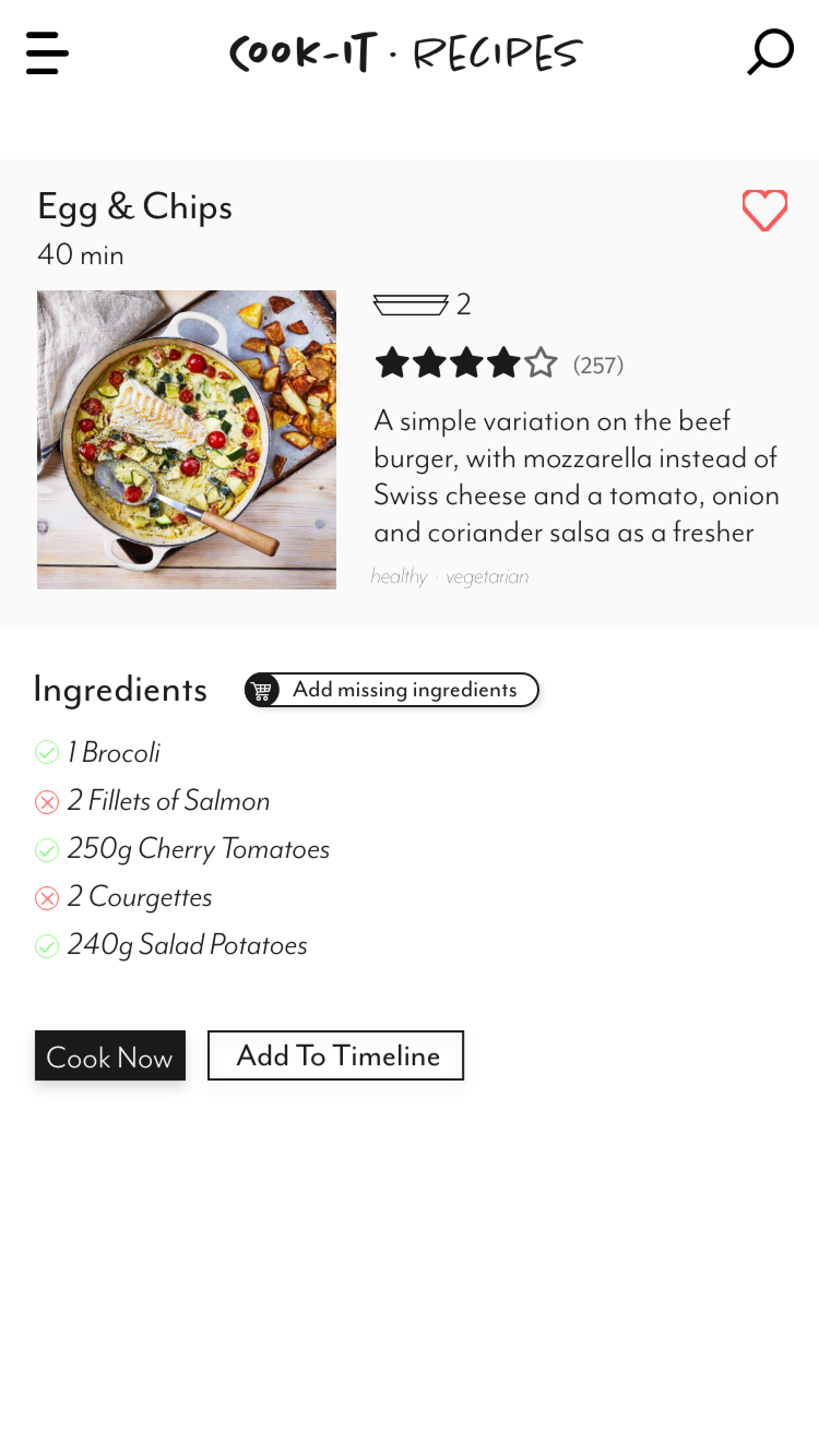 Recipe details screen